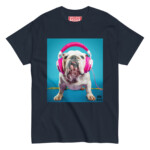 English Bulldog T-shirt - Headphones 2 - Image 3