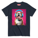 English Bulldog T-shirt - Headphones 3 - Image 3