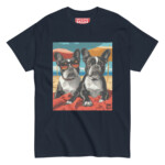 French Bulldog T-shirt - Beach Day - Navy, 2XL