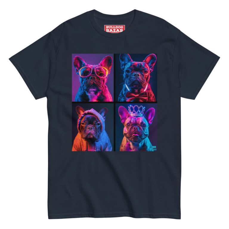 french bulldog t-shirt - neon grid 2