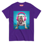 English Bulldog T-shirt - Headphones 2 - Image 4