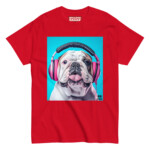 English Bulldog T-shirt - Headphones - Image 4
