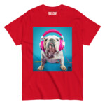 English Bulldog T-shirt - Headphones 2 - Image 5