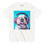 English Bulldog T-shirt - Headphones - Image 2