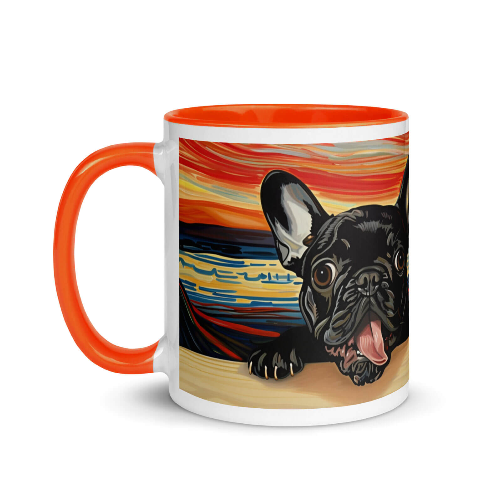 white-ceramic-mug-with-color-inside-orange-11-oz-left-691d5fdad175a.jpg French Bulldog Mug - The Bark - Image 1
