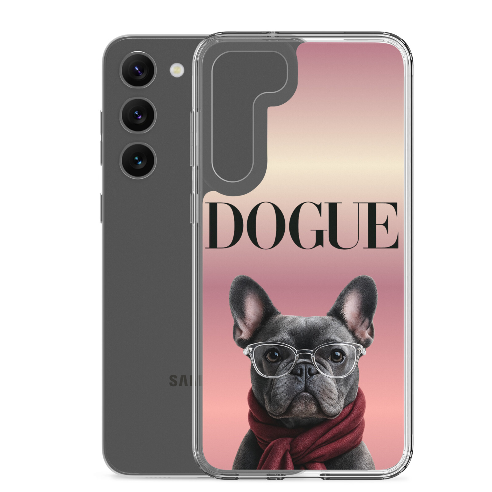 clear-case-for-samsung-samsung-galaxy-s23-plus-case-with-phone-692de3a1a2ffd.jpg French Bulldog Case for Samsung - DOGUE Blue Edition - Image 1