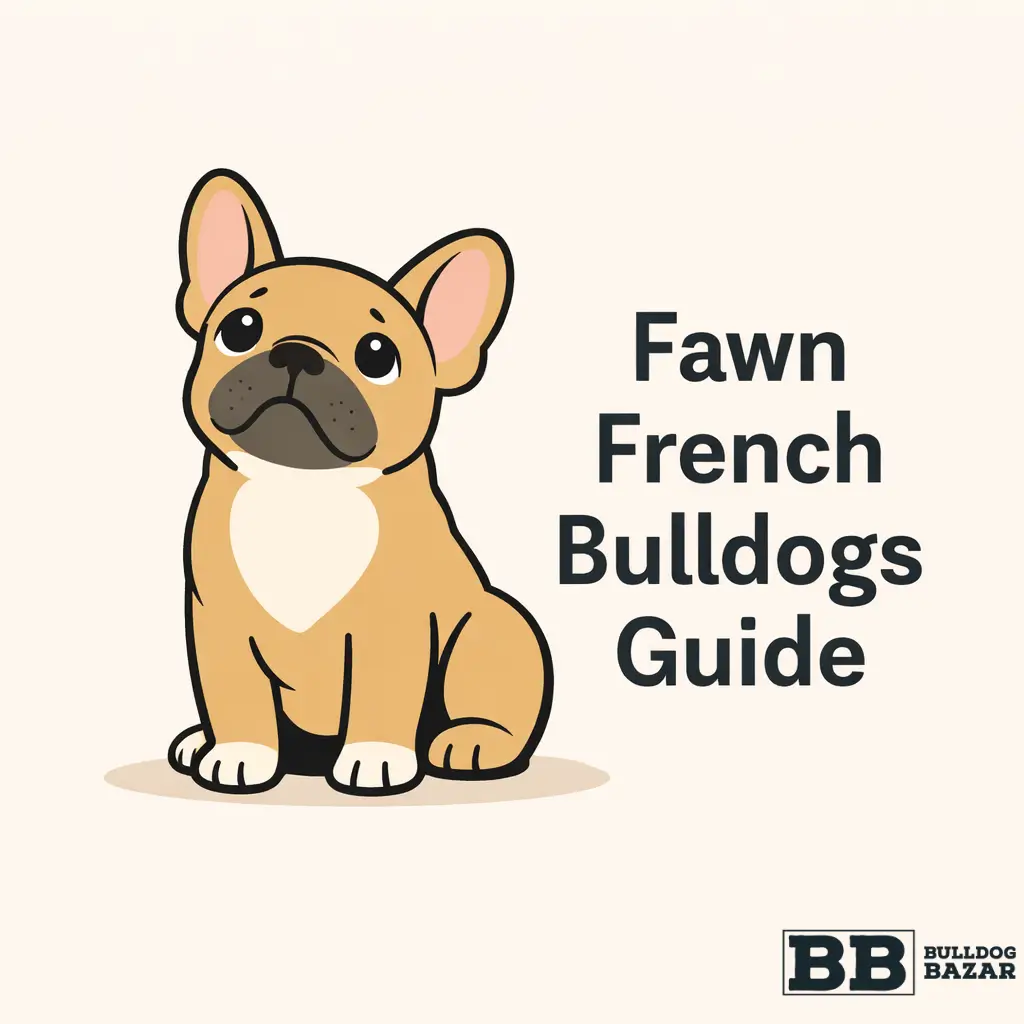 Flat vector illustration of a fawn French Bulldog sitting and looking upward on a beige background