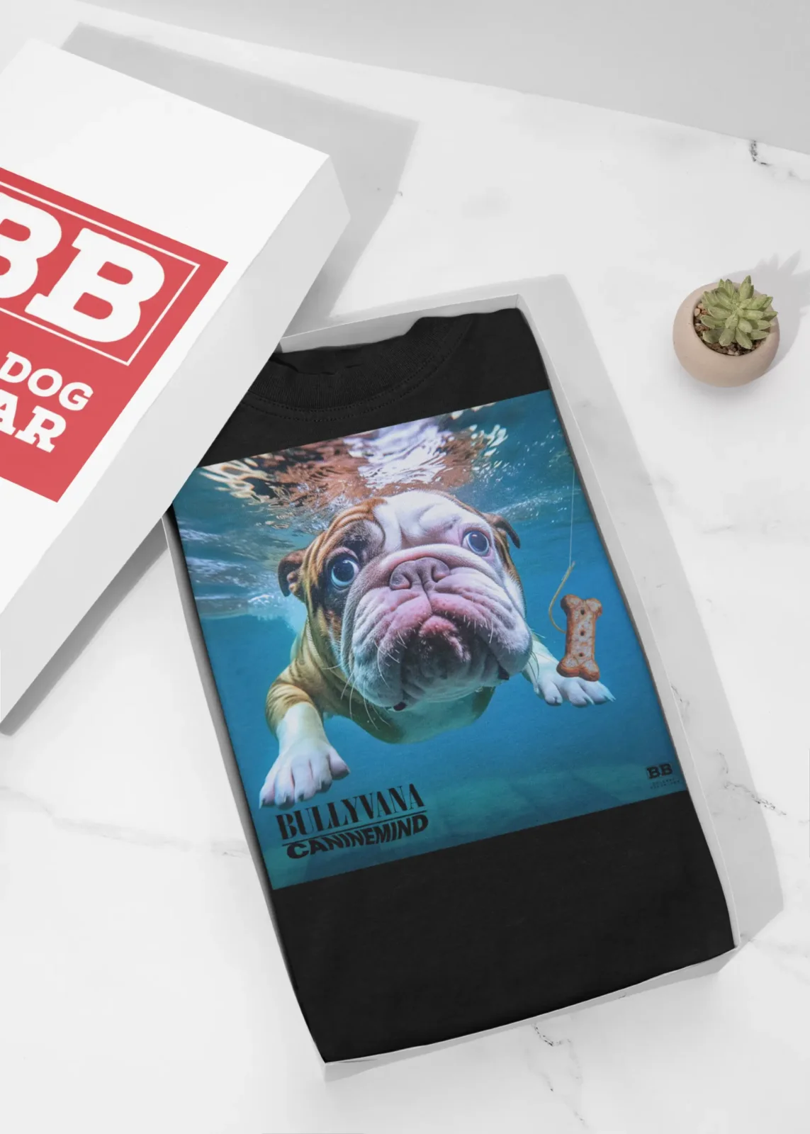 Bulldog Bazar premium English Bulldog t-shirt packaging, perfect gift for bulldog lovers