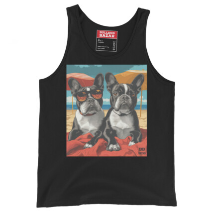 French Bulldog Tank Top - Beach Day - Black, XS