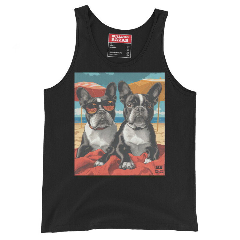 French Bulldog Tank Top - Beach Day - Black, XS