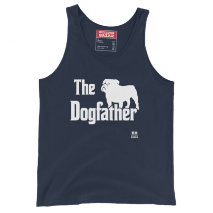 English Bulldog Tank Top - Dogfather - Navy, S
