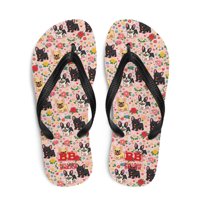 french bulldog flip-flops - garden