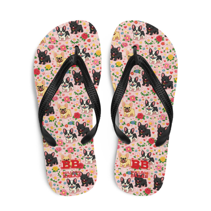 french bulldog flip-flops - garden