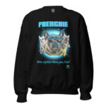 French Bulldog bootleg sweatshirt with streetwear graphic design on black sweatshirt